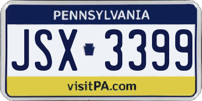 PA license plate JSX3399