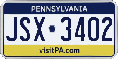 PA license plate JSX3402
