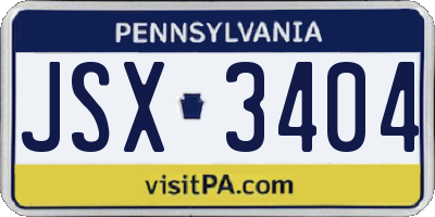 PA license plate JSX3404