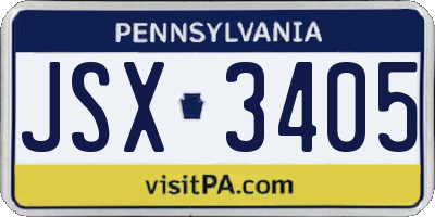 PA license plate JSX3405
