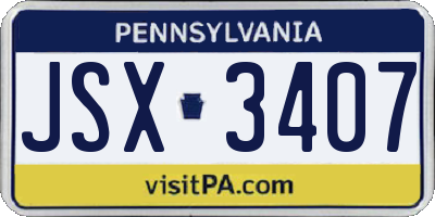 PA license plate JSX3407