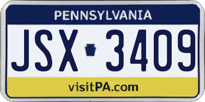 PA license plate JSX3409
