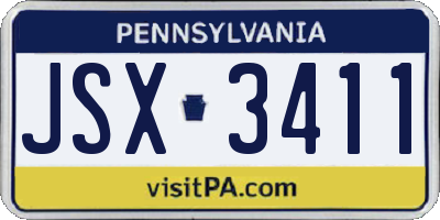 PA license plate JSX3411