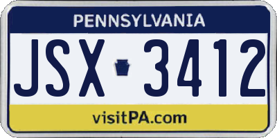 PA license plate JSX3412