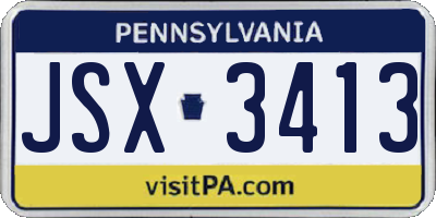 PA license plate JSX3413