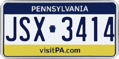 PA license plate JSX3414