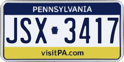 PA license plate JSX3417