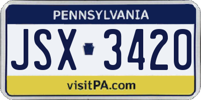 PA license plate JSX3420