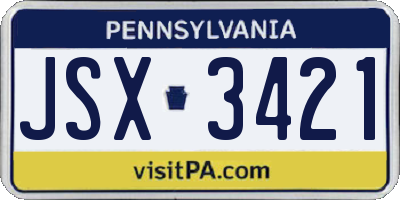 PA license plate JSX3421