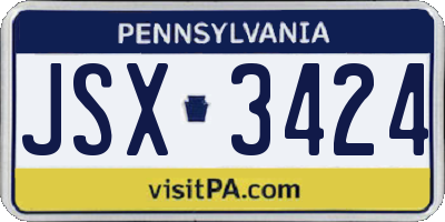 PA license plate JSX3424