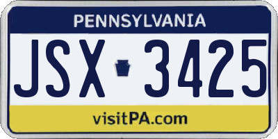 PA license plate JSX3425