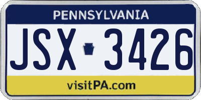 PA license plate JSX3426