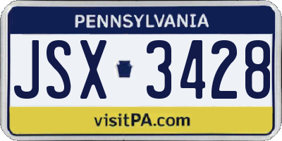 PA license plate JSX3428