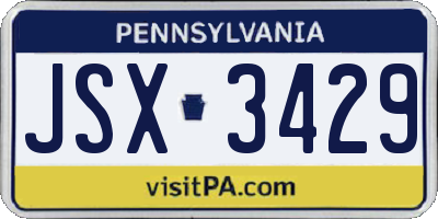 PA license plate JSX3429