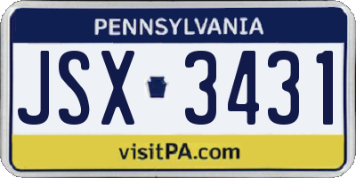 PA license plate JSX3431