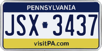 PA license plate JSX3437