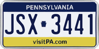 PA license plate JSX3441