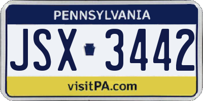 PA license plate JSX3442