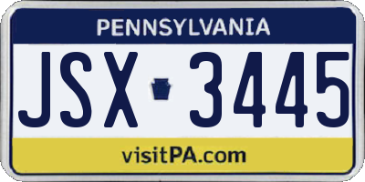 PA license plate JSX3445