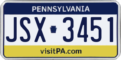 PA license plate JSX3451