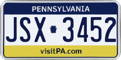 PA license plate JSX3452