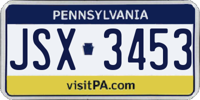 PA license plate JSX3453