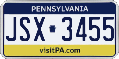 PA license plate JSX3455