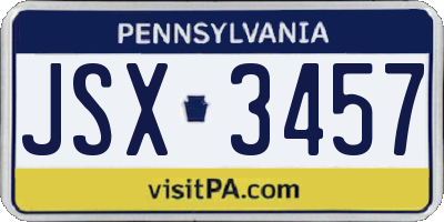 PA license plate JSX3457