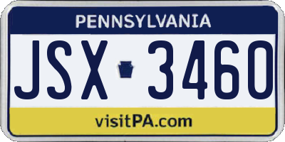 PA license plate JSX3460