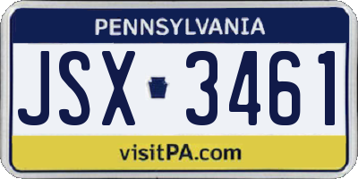 PA license plate JSX3461