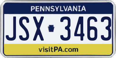 PA license plate JSX3463
