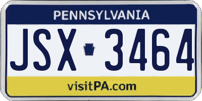 PA license plate JSX3464