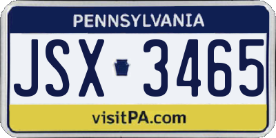 PA license plate JSX3465