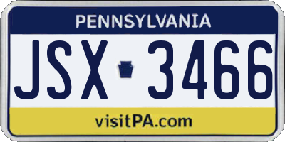 PA license plate JSX3466