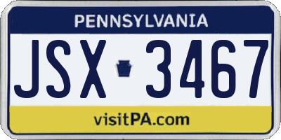 PA license plate JSX3467