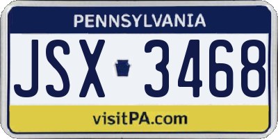 PA license plate JSX3468