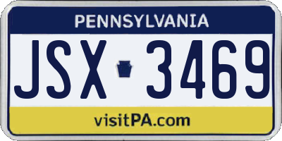 PA license plate JSX3469