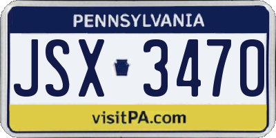 PA license plate JSX3470