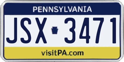 PA license plate JSX3471