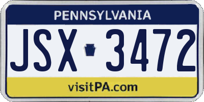 PA license plate JSX3472