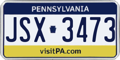 PA license plate JSX3473