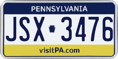 PA license plate JSX3476