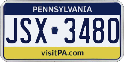 PA license plate JSX3480