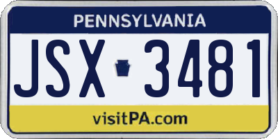 PA license plate JSX3481
