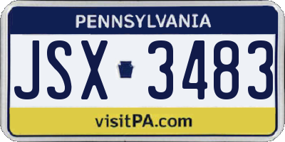 PA license plate JSX3483