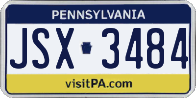 PA license plate JSX3484