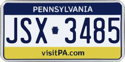 PA license plate JSX3485