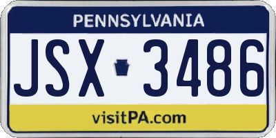 PA license plate JSX3486