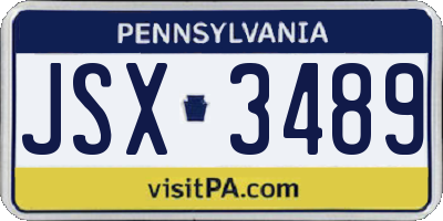 PA license plate JSX3489