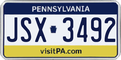 PA license plate JSX3492